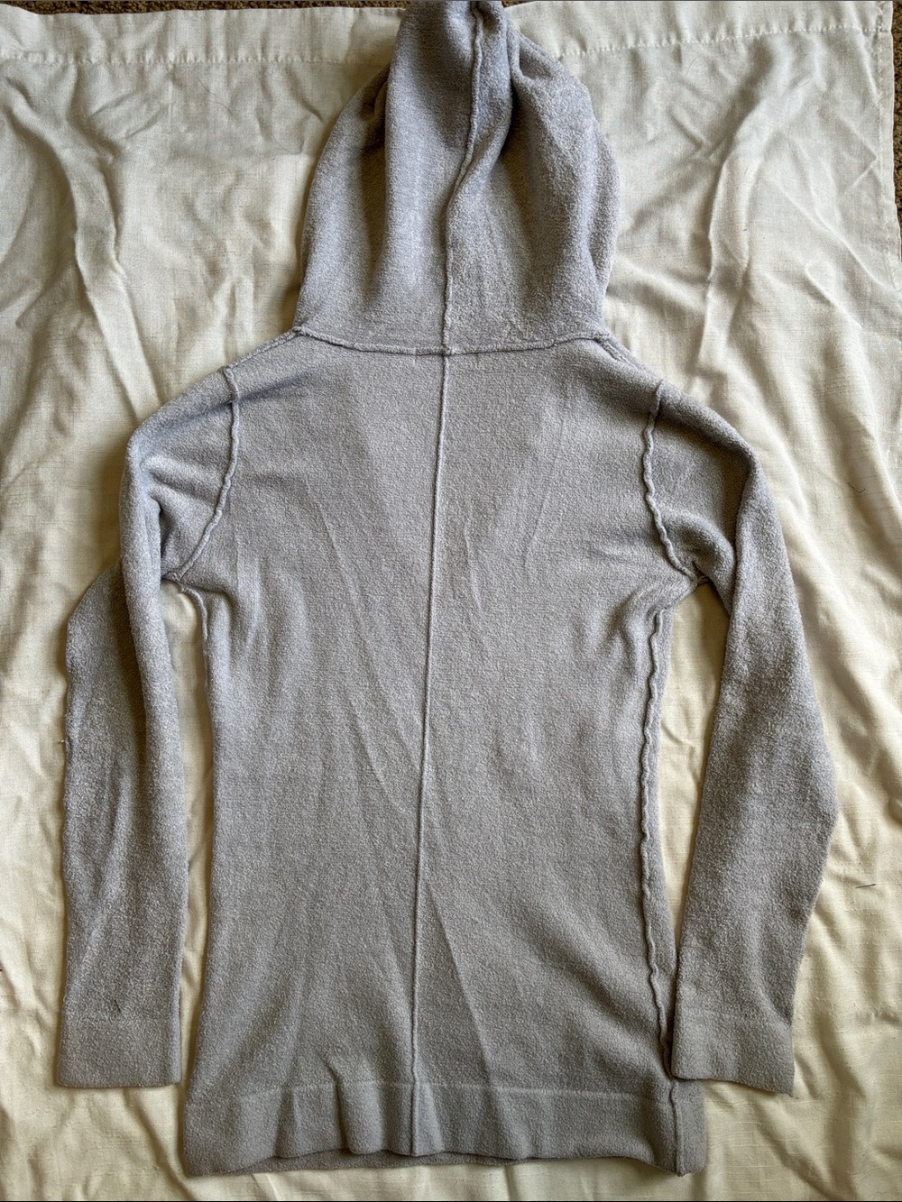 Barefoot Dreams Light Gray Hooded V-Neck Sweater - Picture 4 of 4